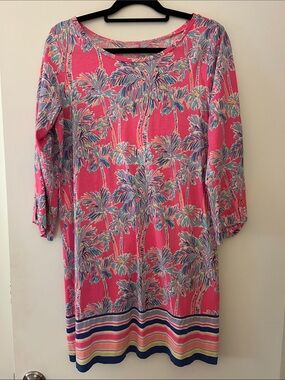 Lilly Pulitzer Pink Palm-Print Midi Dress